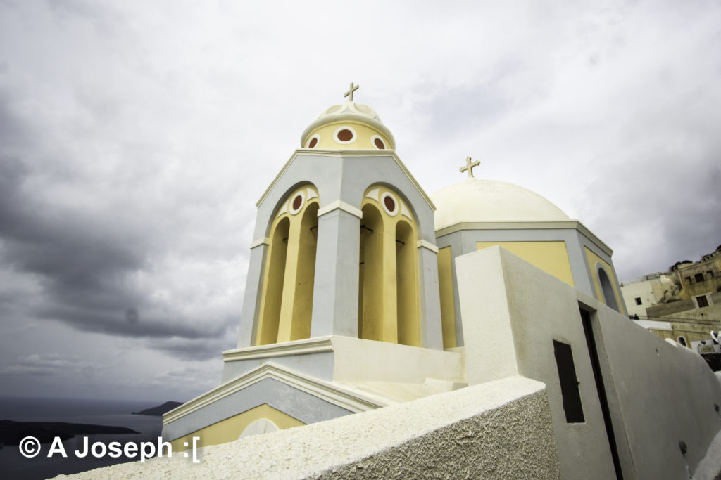 A picture of a church in Santorini