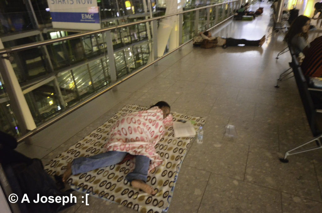 Sleeping on Terminal 5 floor